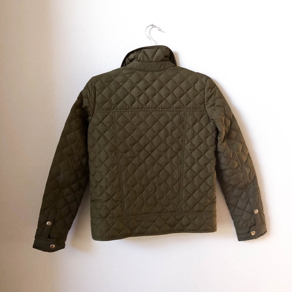 J. Crew Jackets & Coats J Crew Button Down Zip Green Quilted Tack